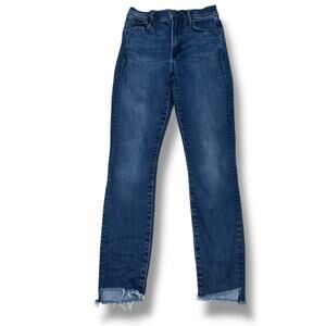 Mother Stunner Zip Ankle Step Fray Jeans Womens 24 Blue Trip Down Memory Lane